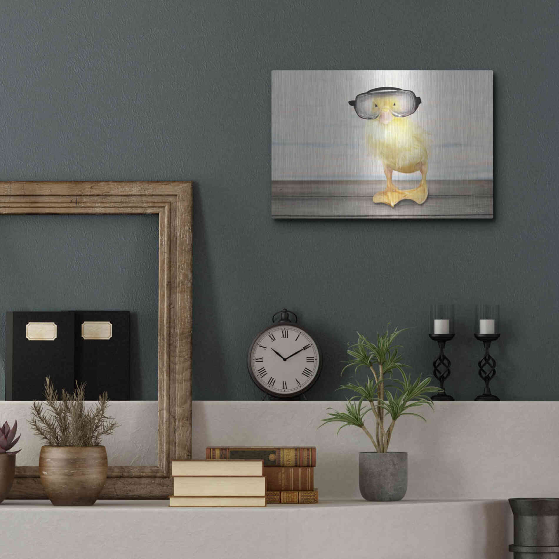 Luxe Metal Art 'Diving Duck' by Lori Deiter, Metal Wall Art,16x12