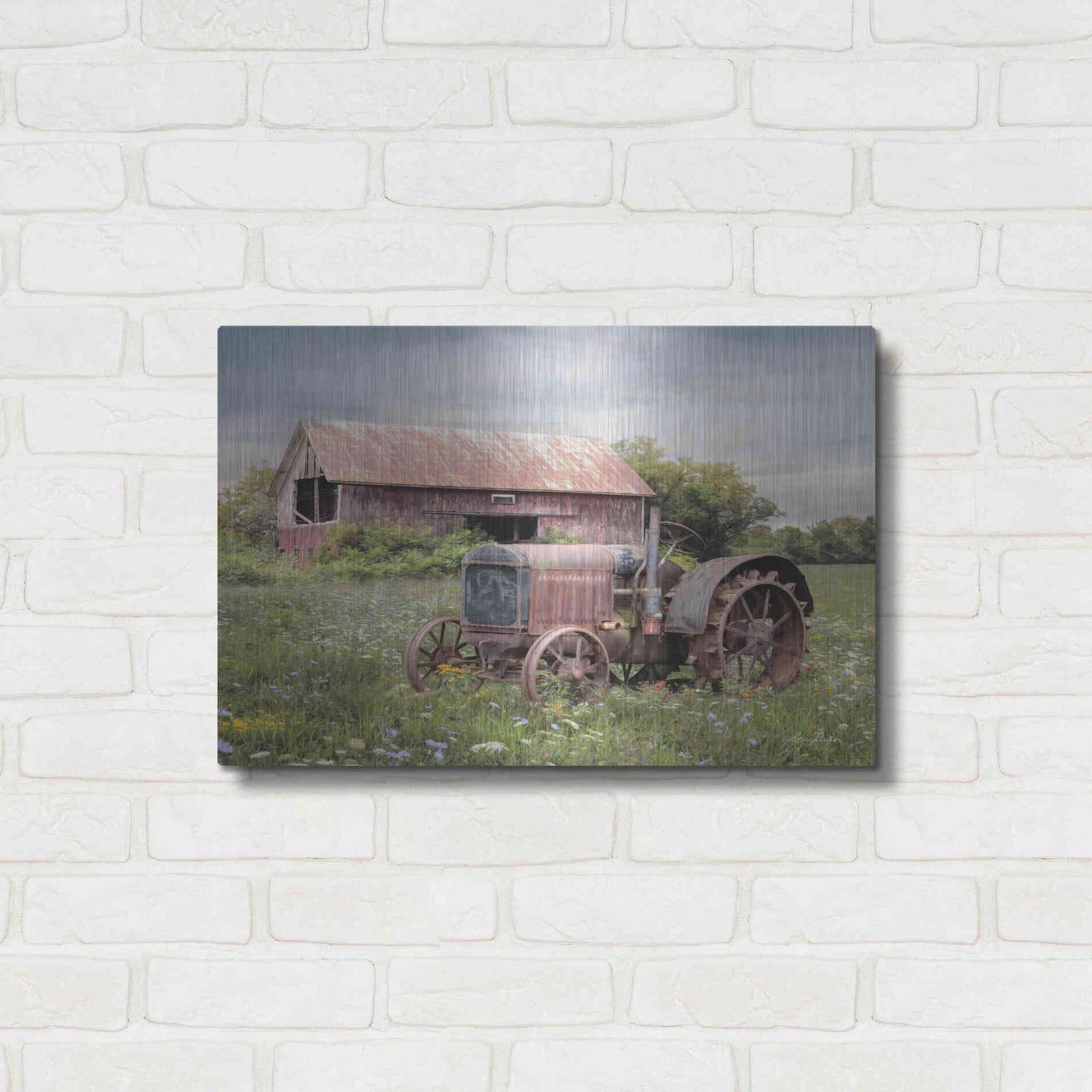 Luxe Metal Art 'Clayton Tractor' by Lori Deiter, Metal Wall Art,24x16