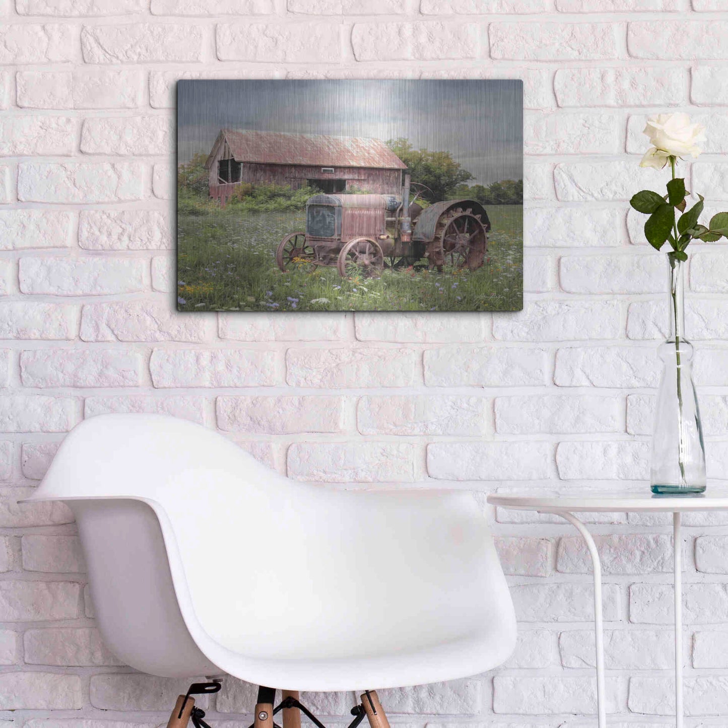 Luxe Metal Art 'Clayton Tractor' by Lori Deiter, Metal Wall Art,24x16