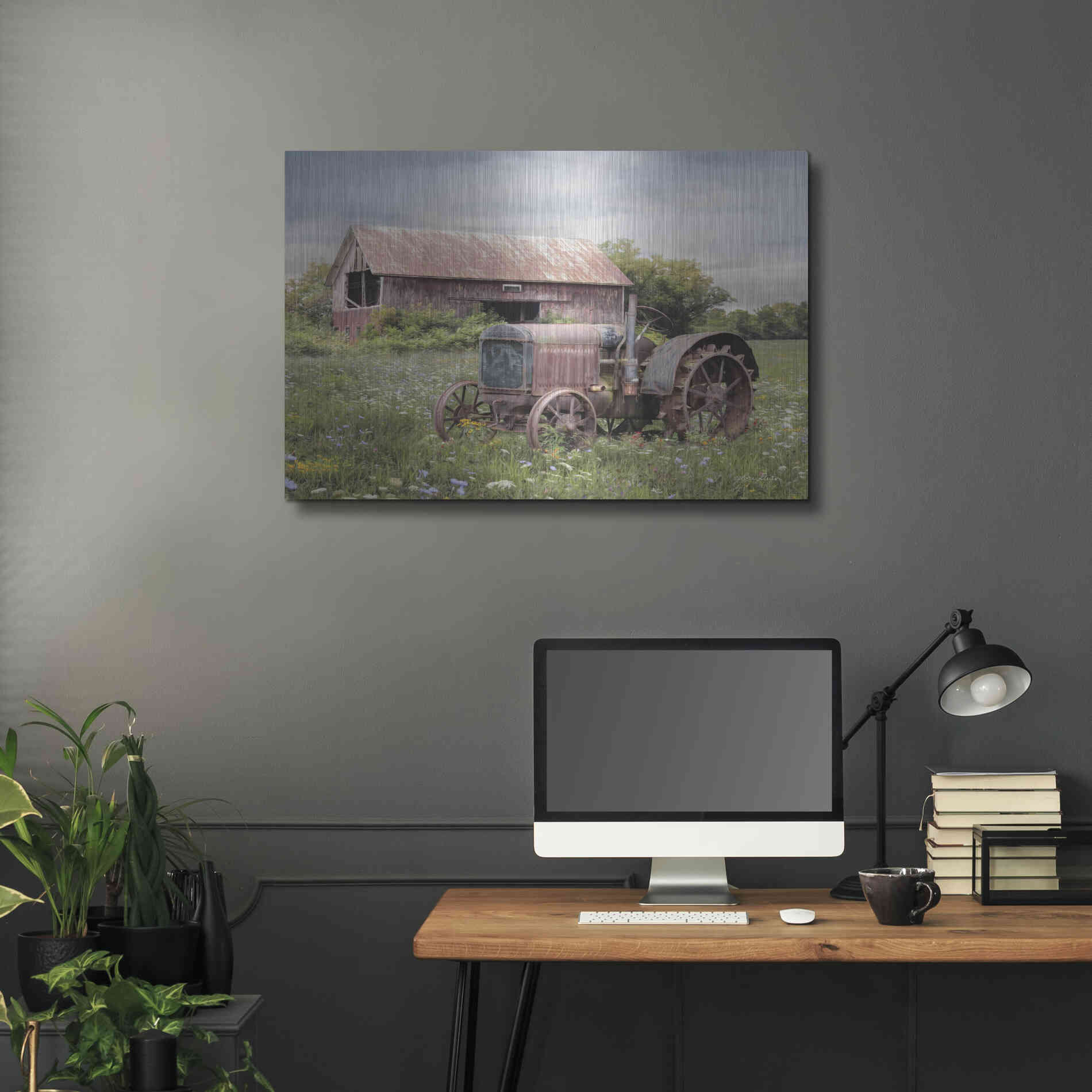 Luxe Metal Art 'Clayton Tractor' by Lori Deiter, Metal Wall Art,36x24