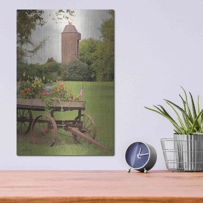 Luxe Metal Art 'Clayton Flower Wagon' by Lori Deiter, Metal Wall Art,12x16