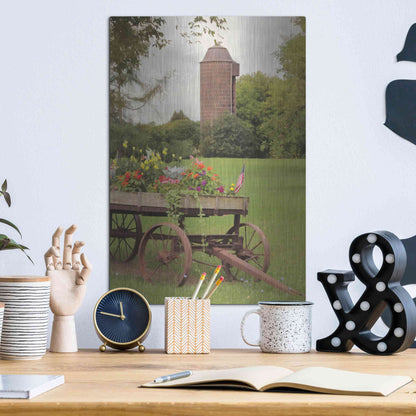 Luxe Metal Art 'Clayton Flower Wagon' by Lori Deiter, Metal Wall Art,12x16