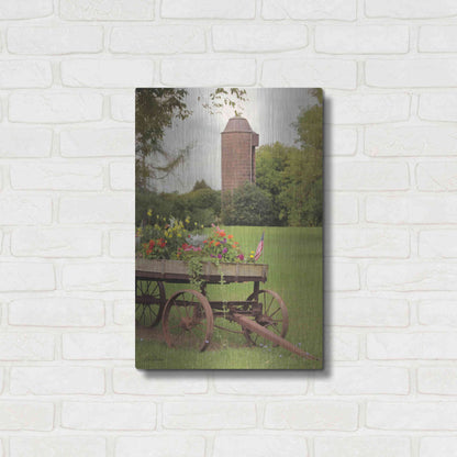 Luxe Metal Art 'Clayton Flower Wagon' by Lori Deiter, Metal Wall Art,16x24