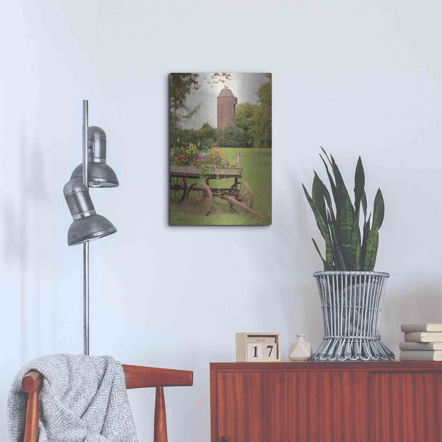 Luxe Metal Art 'Clayton Flower Wagon' by Lori Deiter, Metal Wall Art,16x24