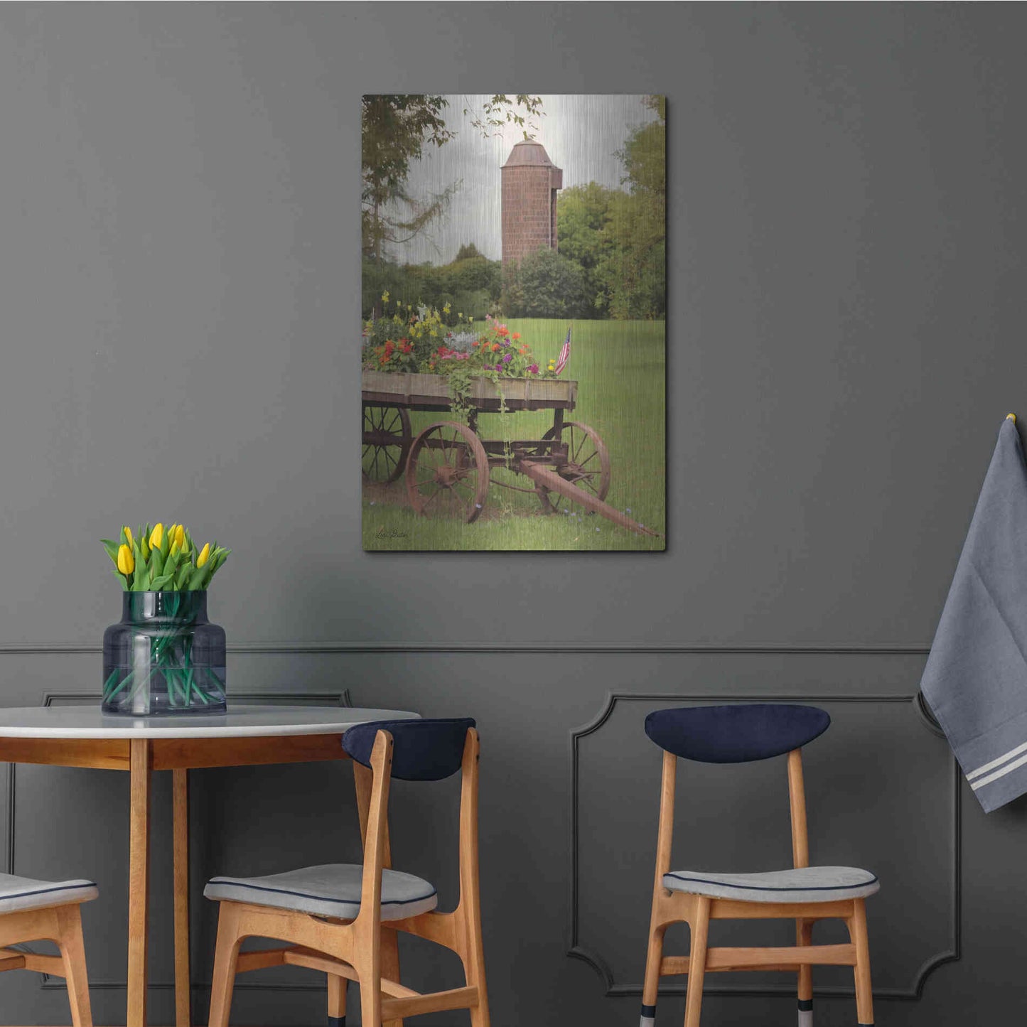 Luxe Metal Art 'Clayton Flower Wagon' by Lori Deiter, Metal Wall Art,24x36