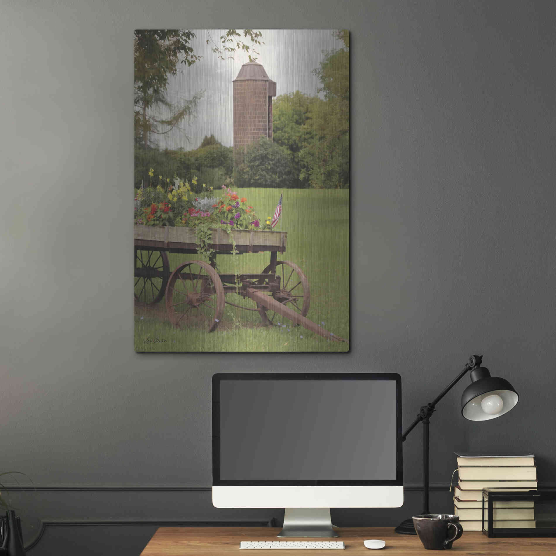 Luxe Metal Art 'Clayton Flower Wagon' by Lori Deiter, Metal Wall Art,24x36