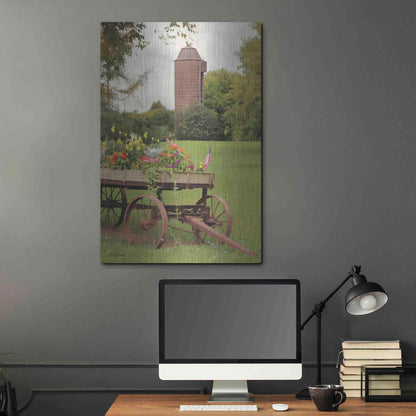 Luxe Metal Art 'Clayton Flower Wagon' by Lori Deiter, Metal Wall Art,24x36