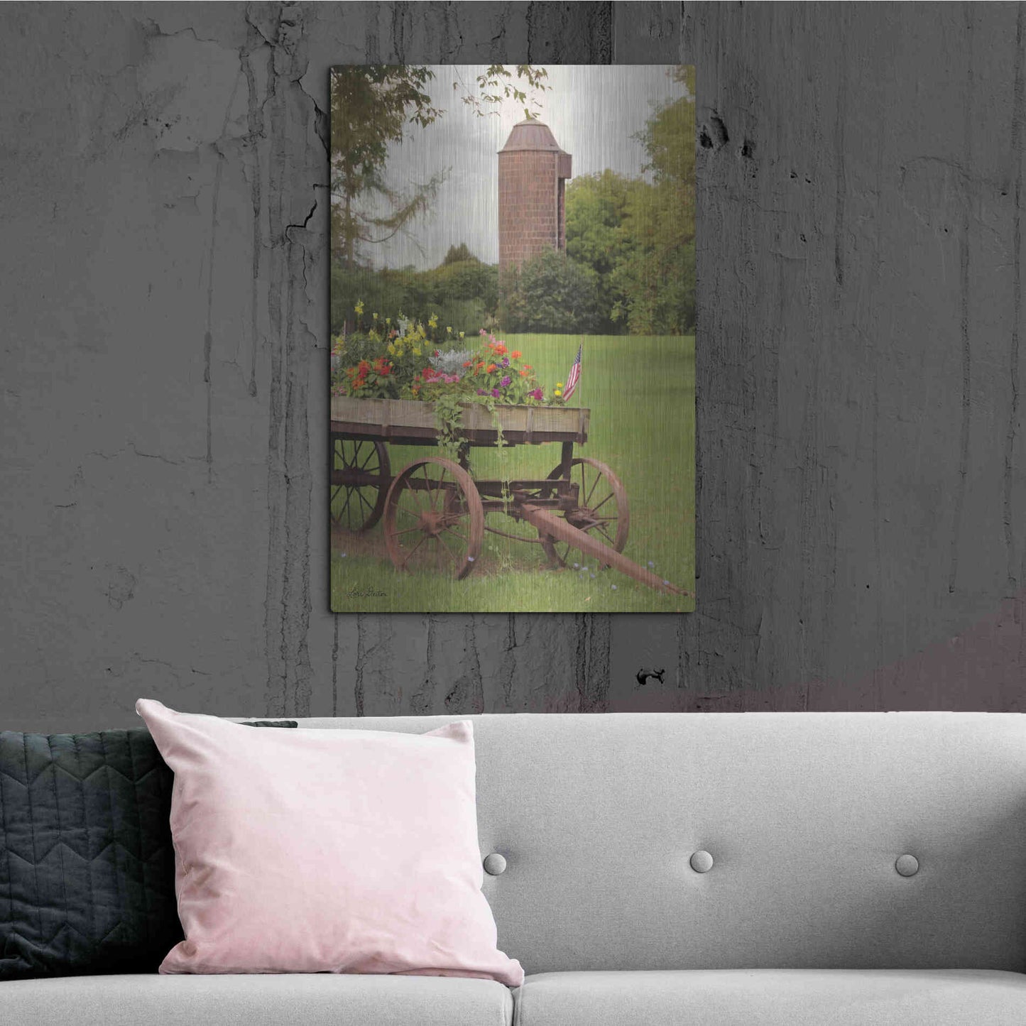 Luxe Metal Art 'Clayton Flower Wagon' by Lori Deiter, Metal Wall Art,24x36