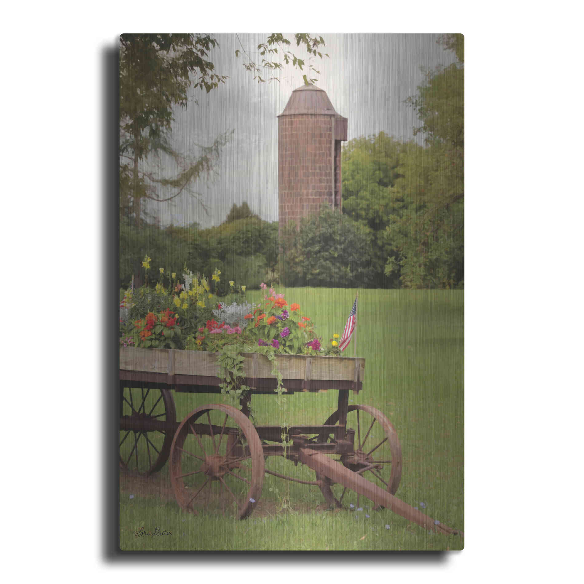 Luxe Metal Art 'Clayton Flower Wagon' by Lori Deiter, Metal Wall Art