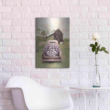 Luxe Metal Art 'Petunia Truck' by Lori Deiter, Metal Wall Art,16x24