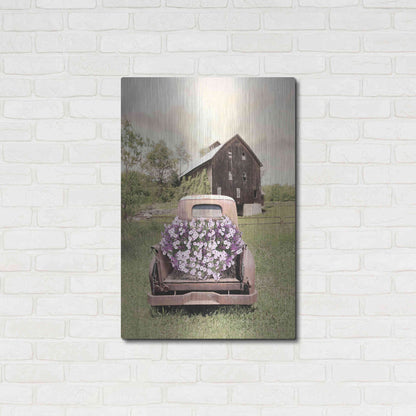 Luxe Metal Art 'Petunia Truck' by Lori Deiter, Metal Wall Art,24x36