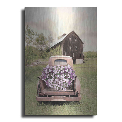Luxe Metal Art 'Petunia Truck' by Lori Deiter, Metal Wall Art