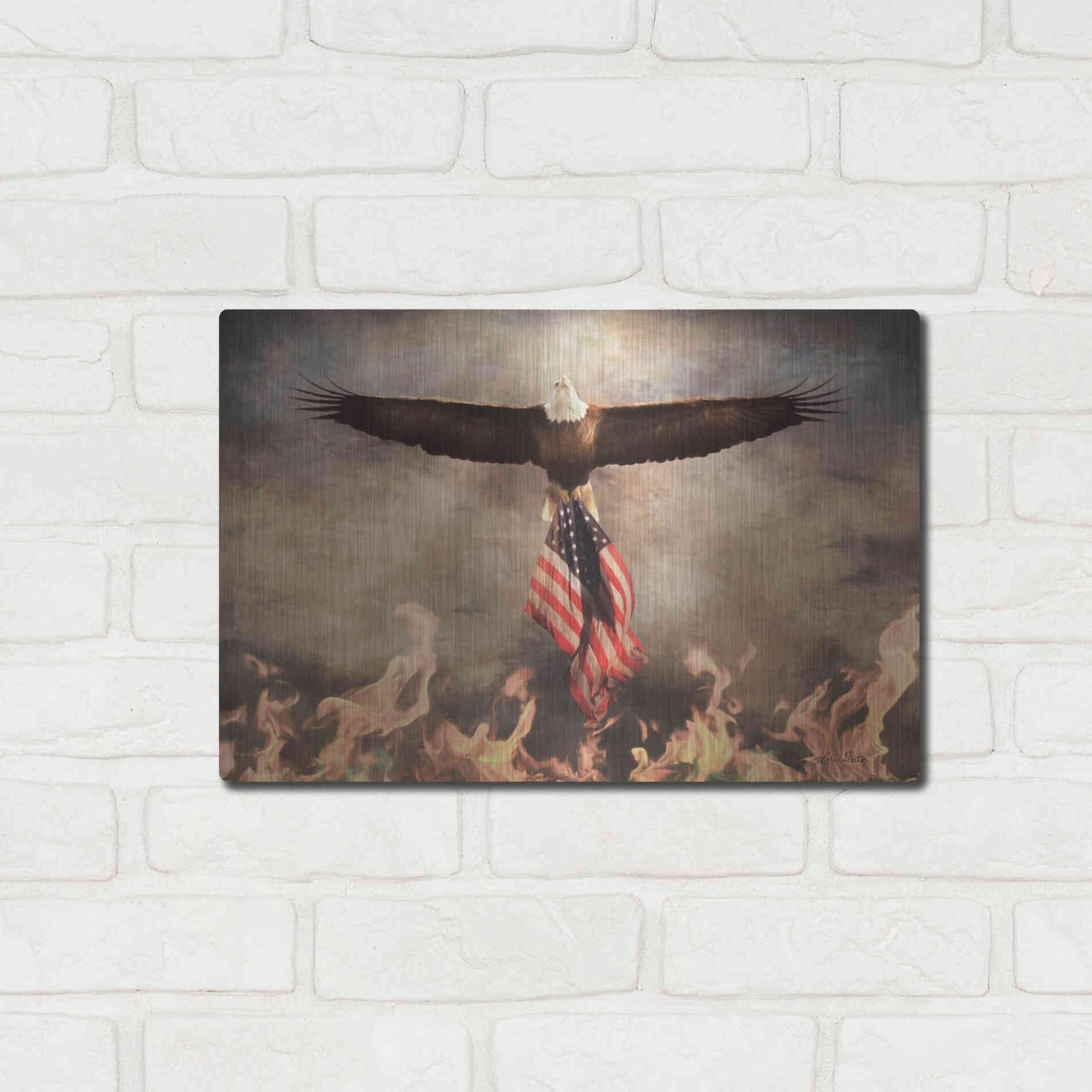 Luxe Metal Art 'Blaze of Glory' by Lori Deiter, Metal Wall Art,16x12