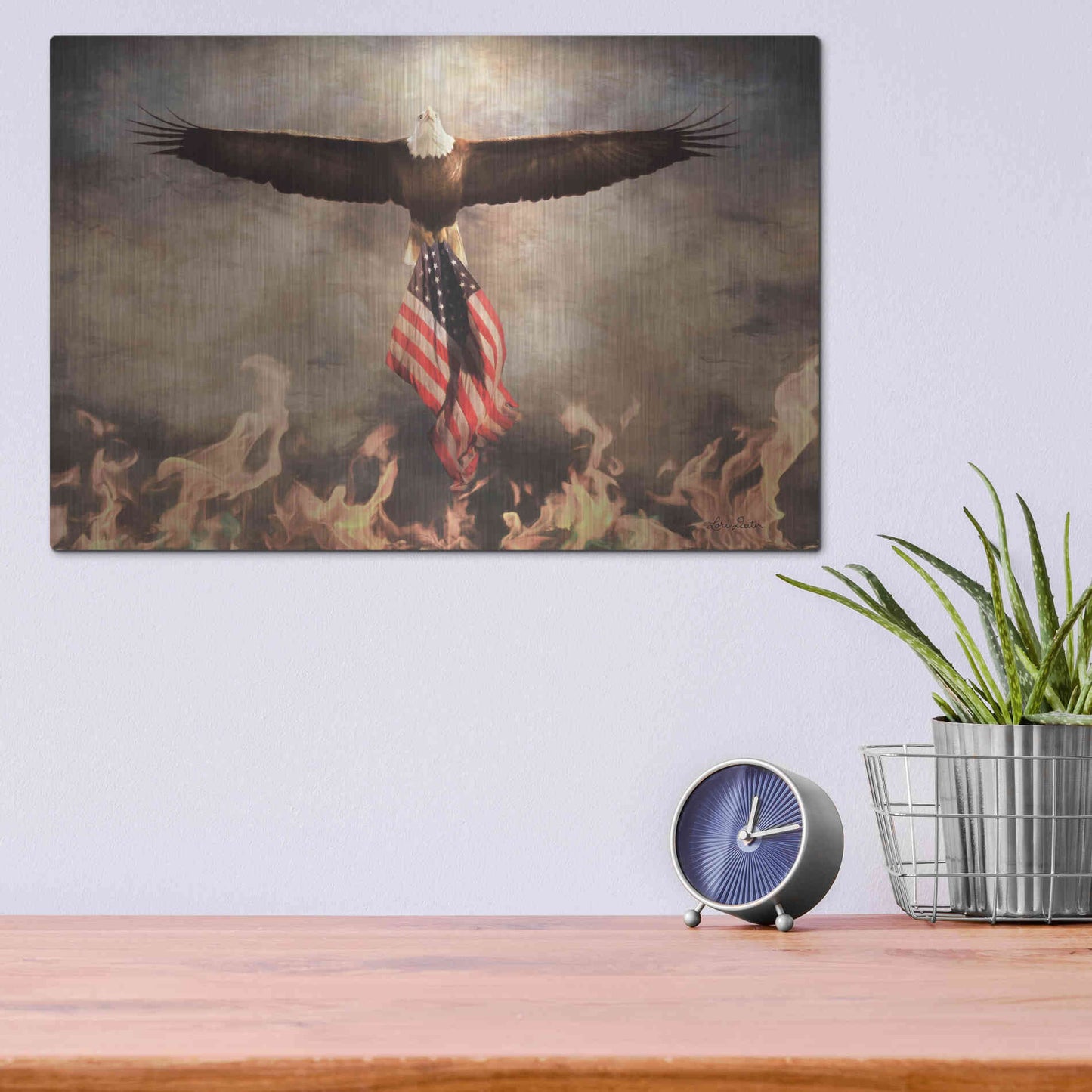 Luxe Metal Art 'Blaze of Glory' by Lori Deiter, Metal Wall Art,16x12