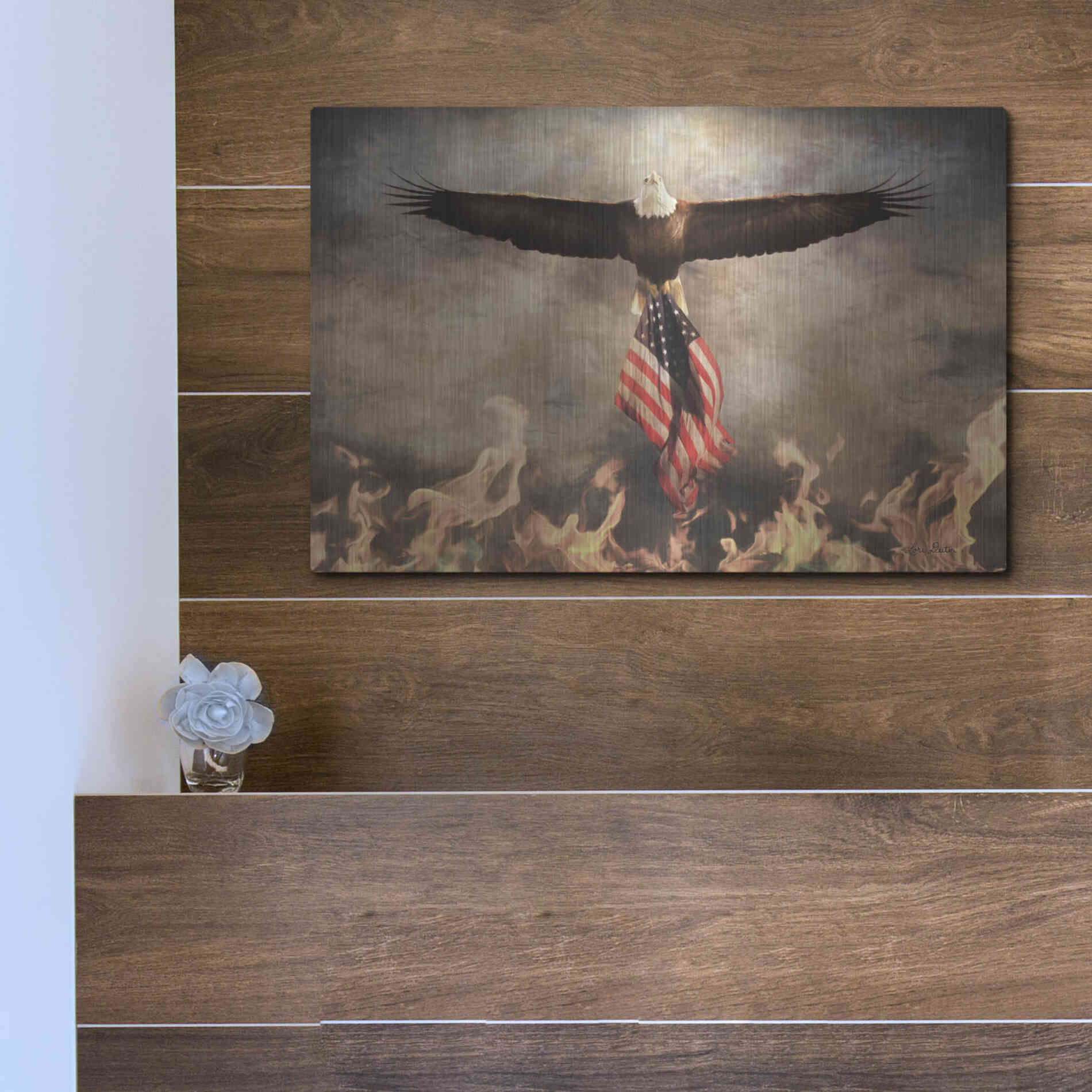 Luxe Metal Art 'Blaze of Glory' by Lori Deiter, Metal Wall Art,16x12