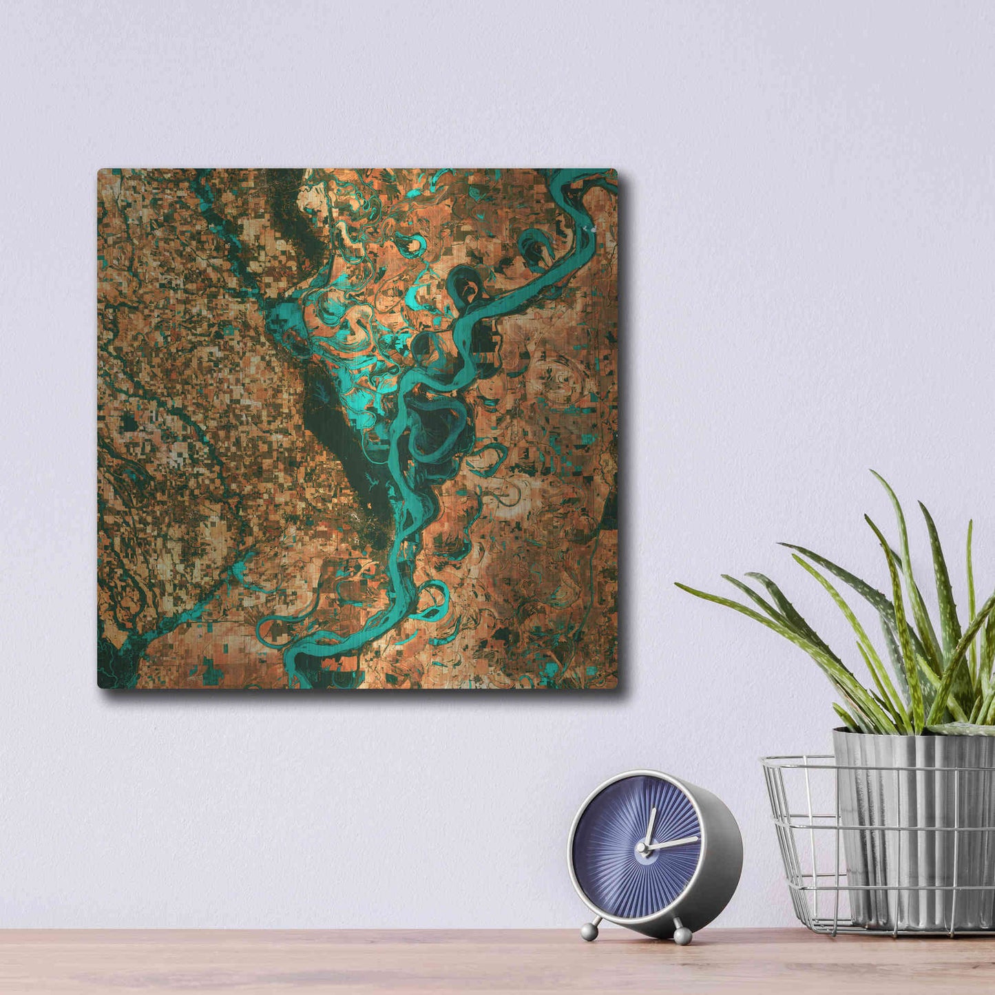 Luxe Metal Art 'Earth As Art: Meandering', Metal Wall Art,12x12