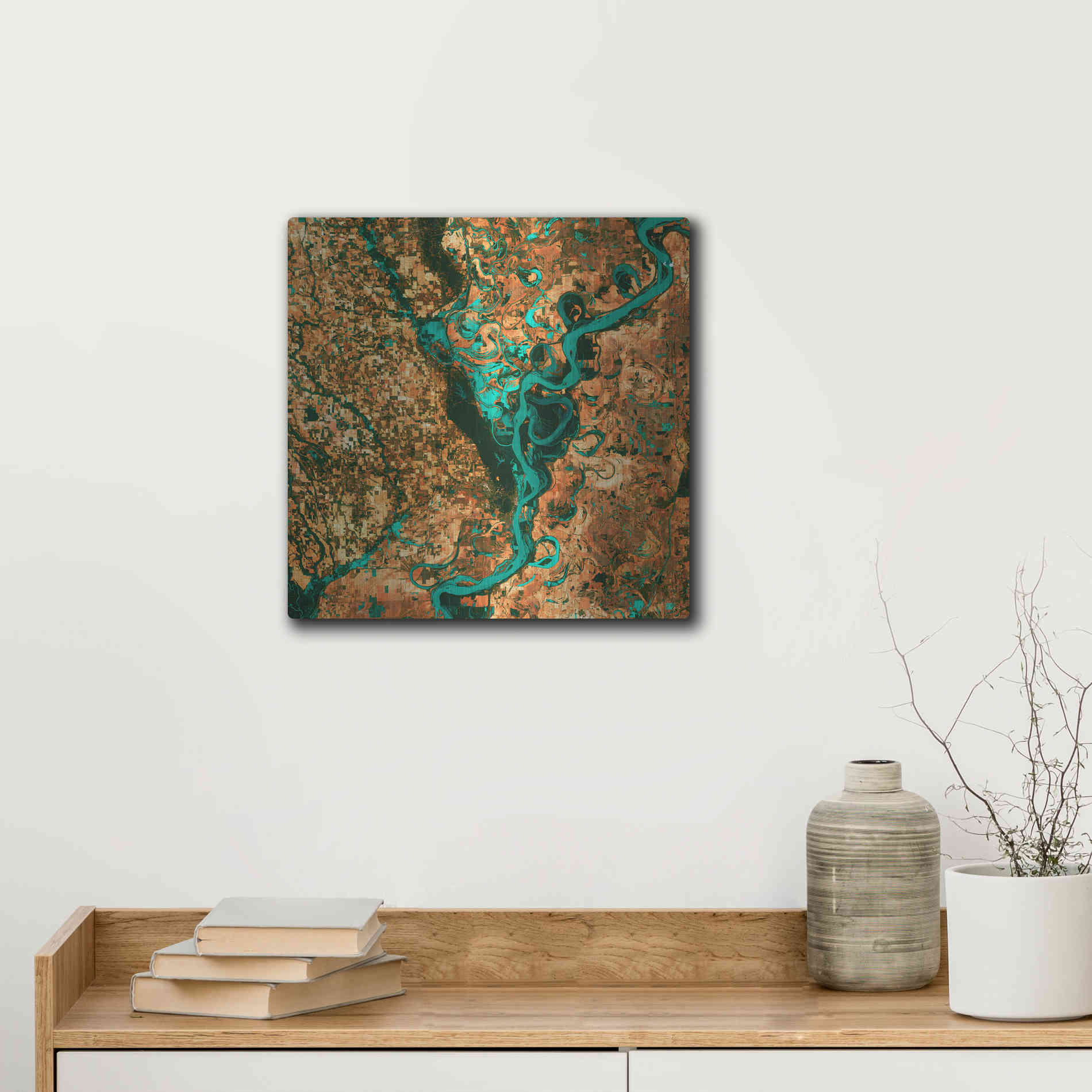 Luxe Metal Art 'Earth As Art: Meandering', Metal Wall Art,12x12