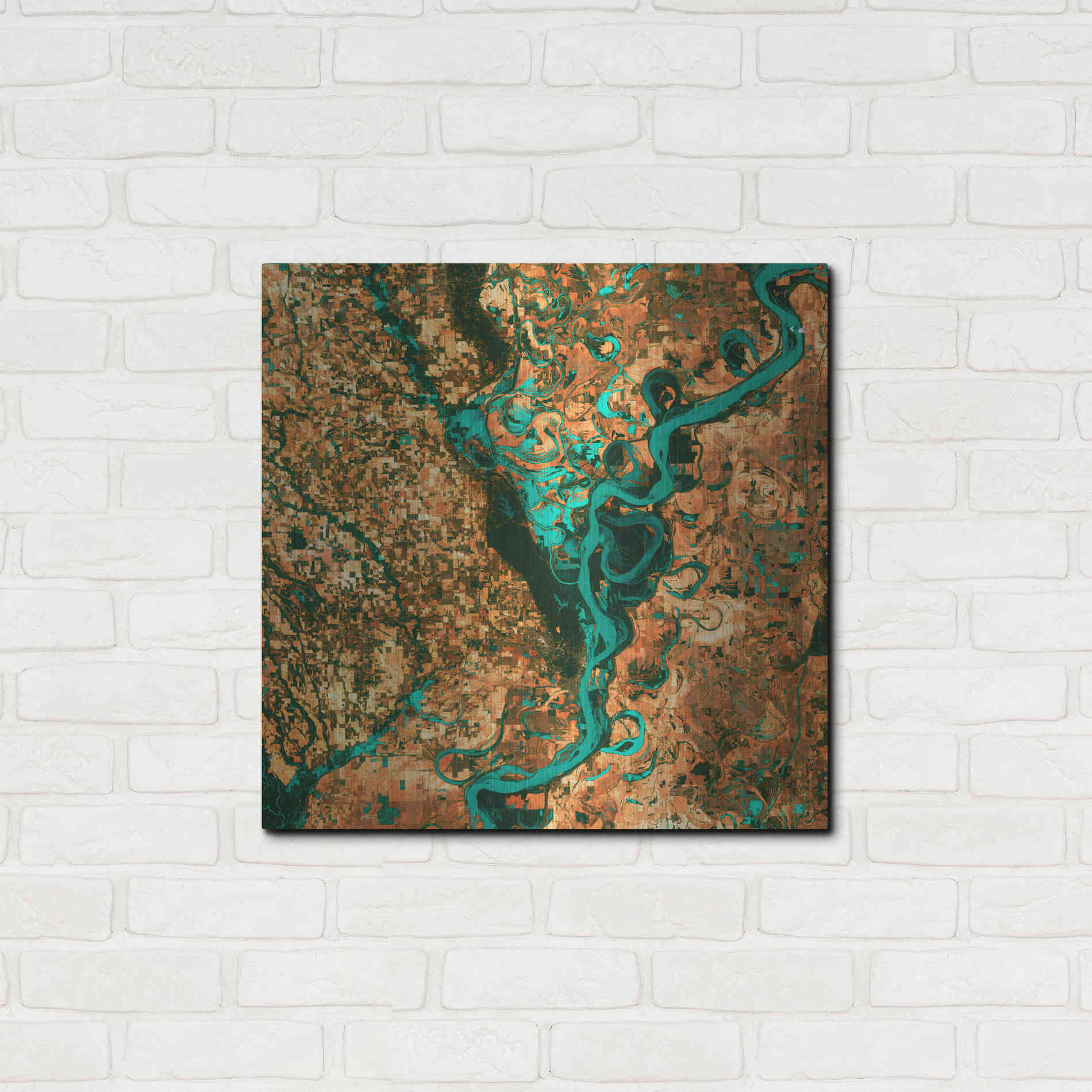 Luxe Metal Art 'Earth As Art: Meandering', Metal Wall Art,24x24