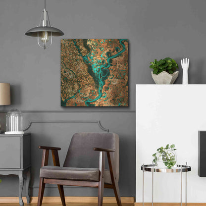 Luxe Metal Art 'Earth As Art: Meandering', Metal Wall Art,24x24