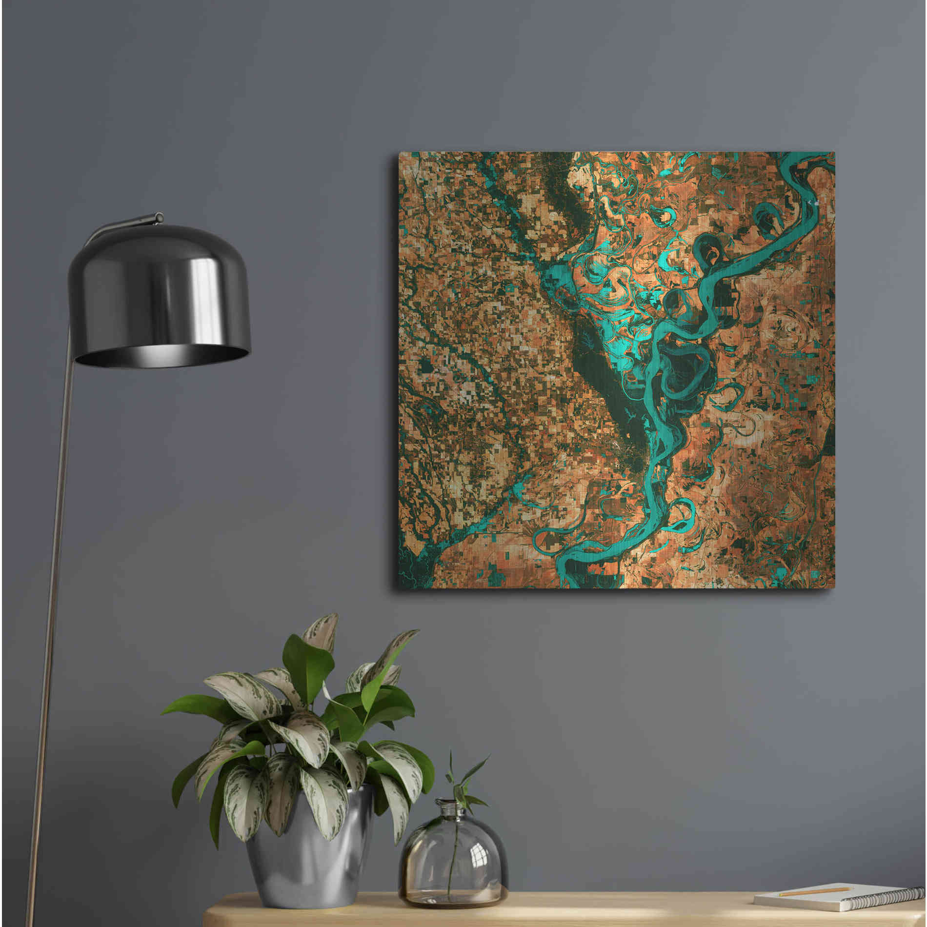 Luxe Metal Art 'Earth As Art: Meandering', Metal Wall Art,24x24