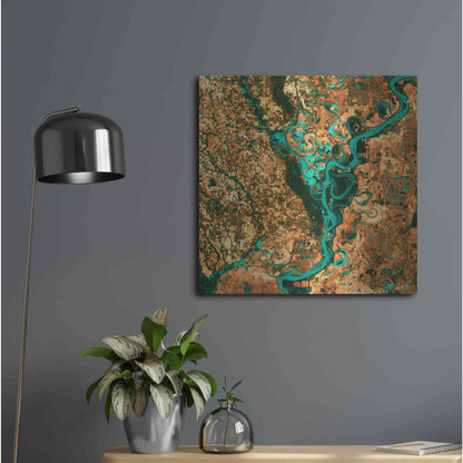 Luxe Metal Art 'Earth As Art: Meandering', Metal Wall Art,24x24