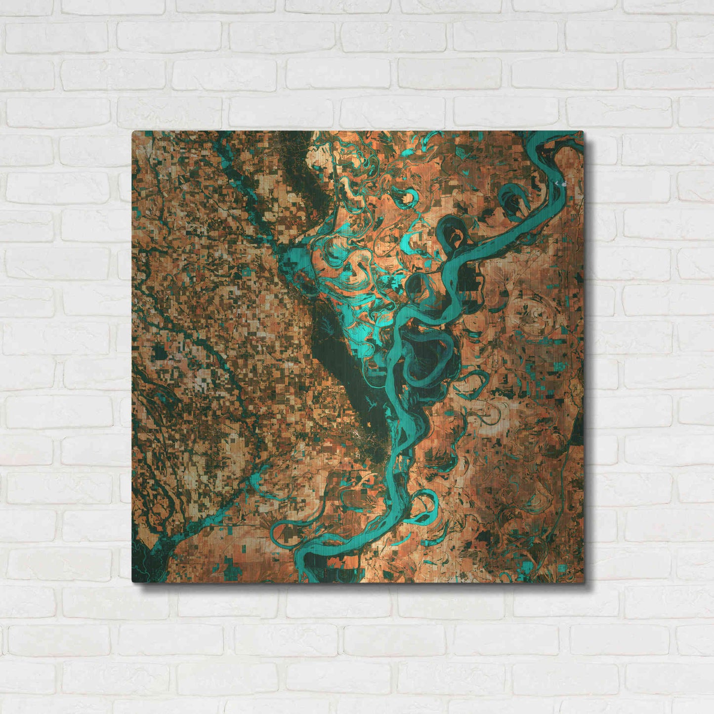 Luxe Metal Art 'Earth As Art: Meandering', Metal Wall Art,36x36