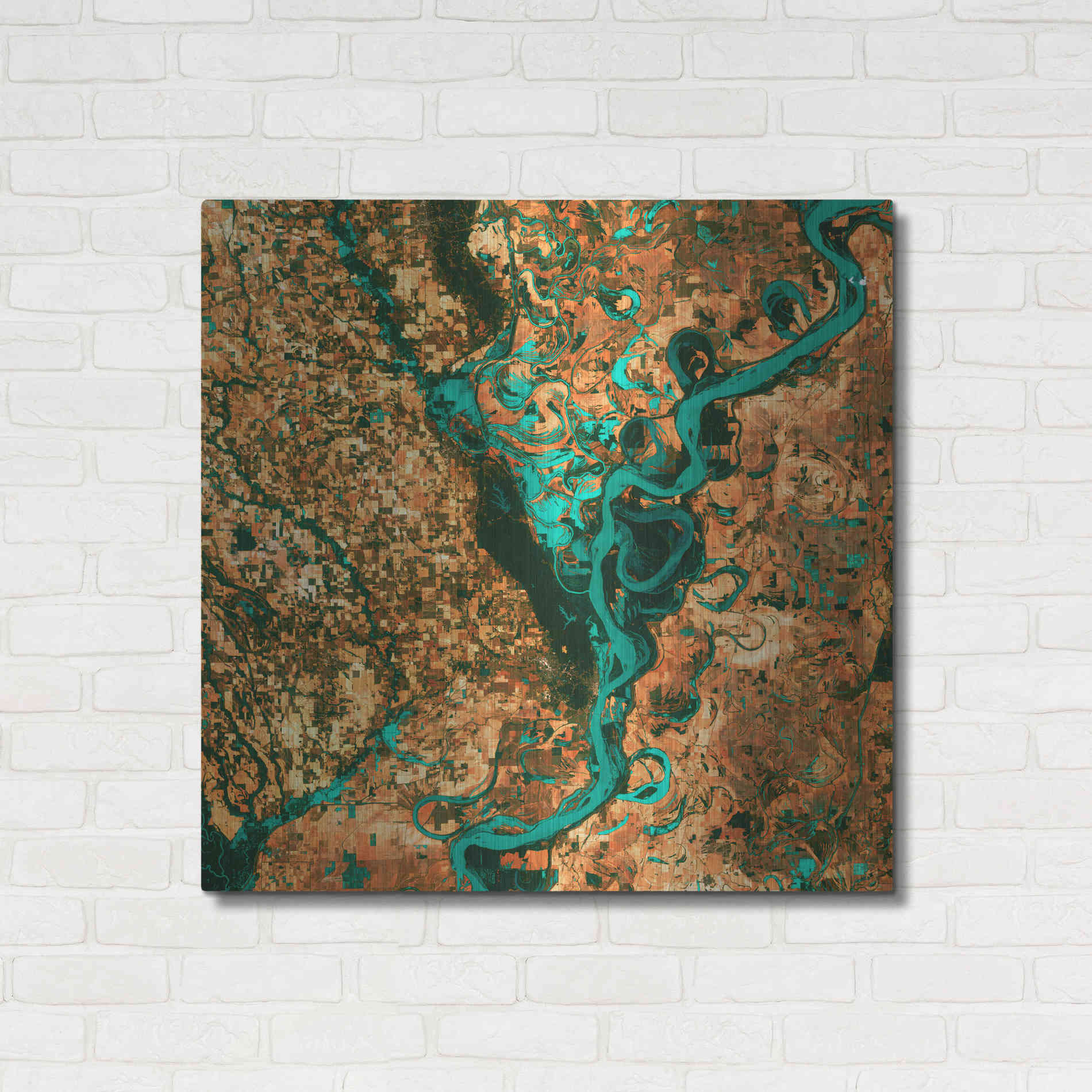 Luxe Metal Art 'Earth As Art: Meandering', Metal Wall Art,36x36