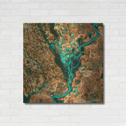 Luxe Metal Art 'Earth As Art: Meandering', Metal Wall Art,36x36