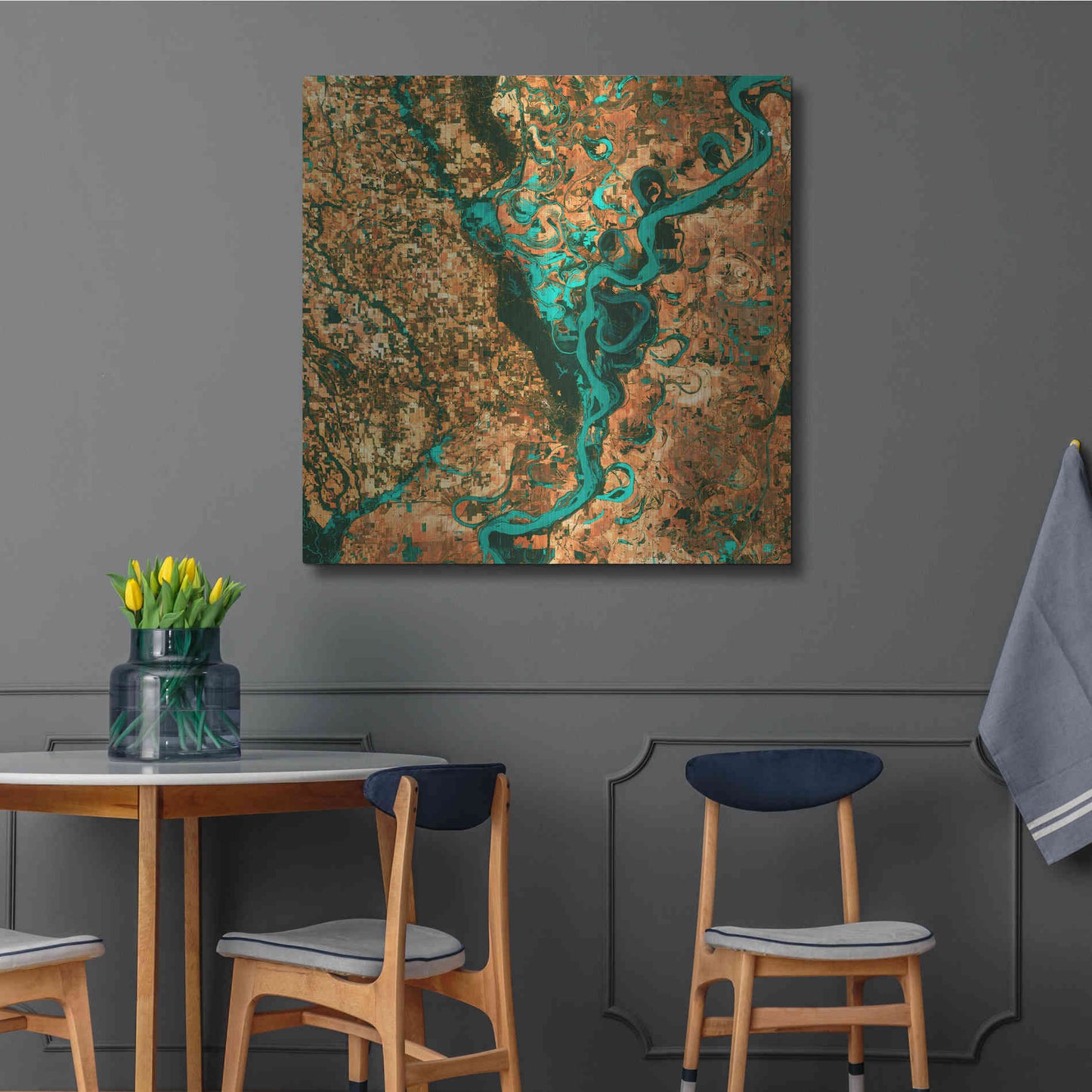 Luxe Metal Art 'Earth As Art: Meandering', Metal Wall Art,36x36