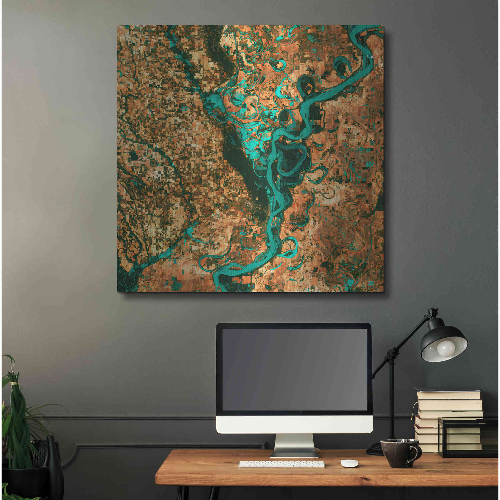 Luxe Metal Art 'Earth As Art: Meandering', Metal Wall Art,36x36