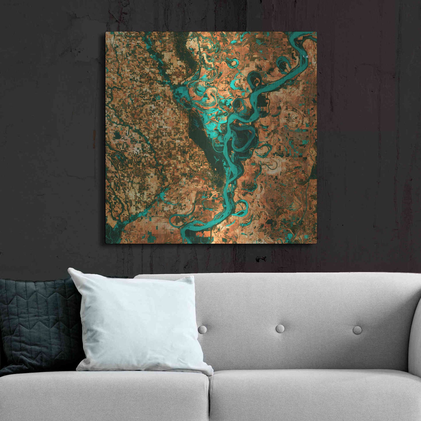 Luxe Metal Art 'Earth As Art: Meandering', Metal Wall Art,36x36