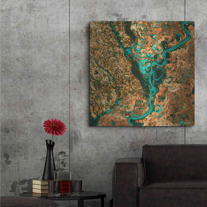 Luxe Metal Art 'Earth As Art: Meandering', Metal Wall Art,36x36