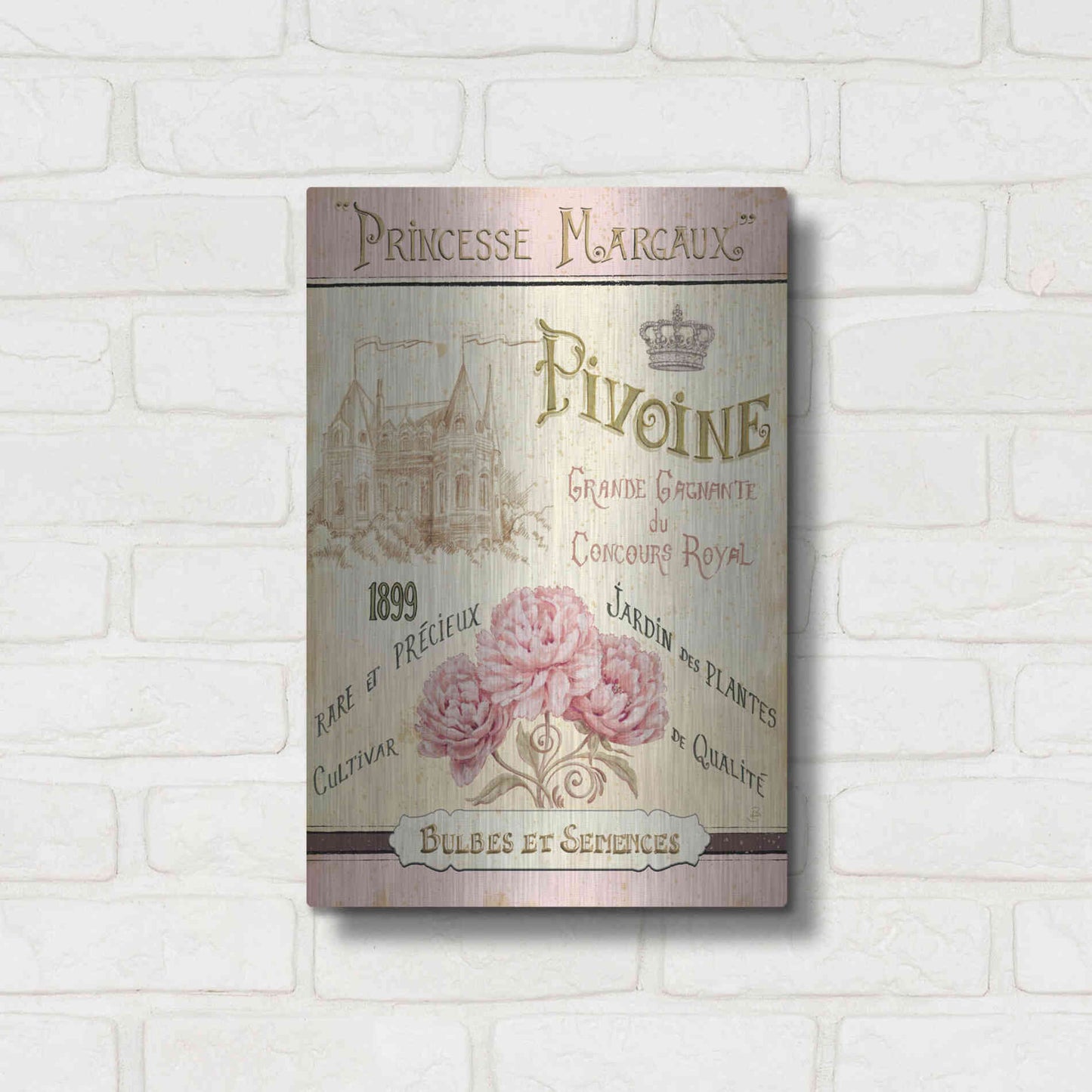 Luxe Metal Art 'French Seed Packet III' by Daphne Brissonet, Metal Wall Art,12x16