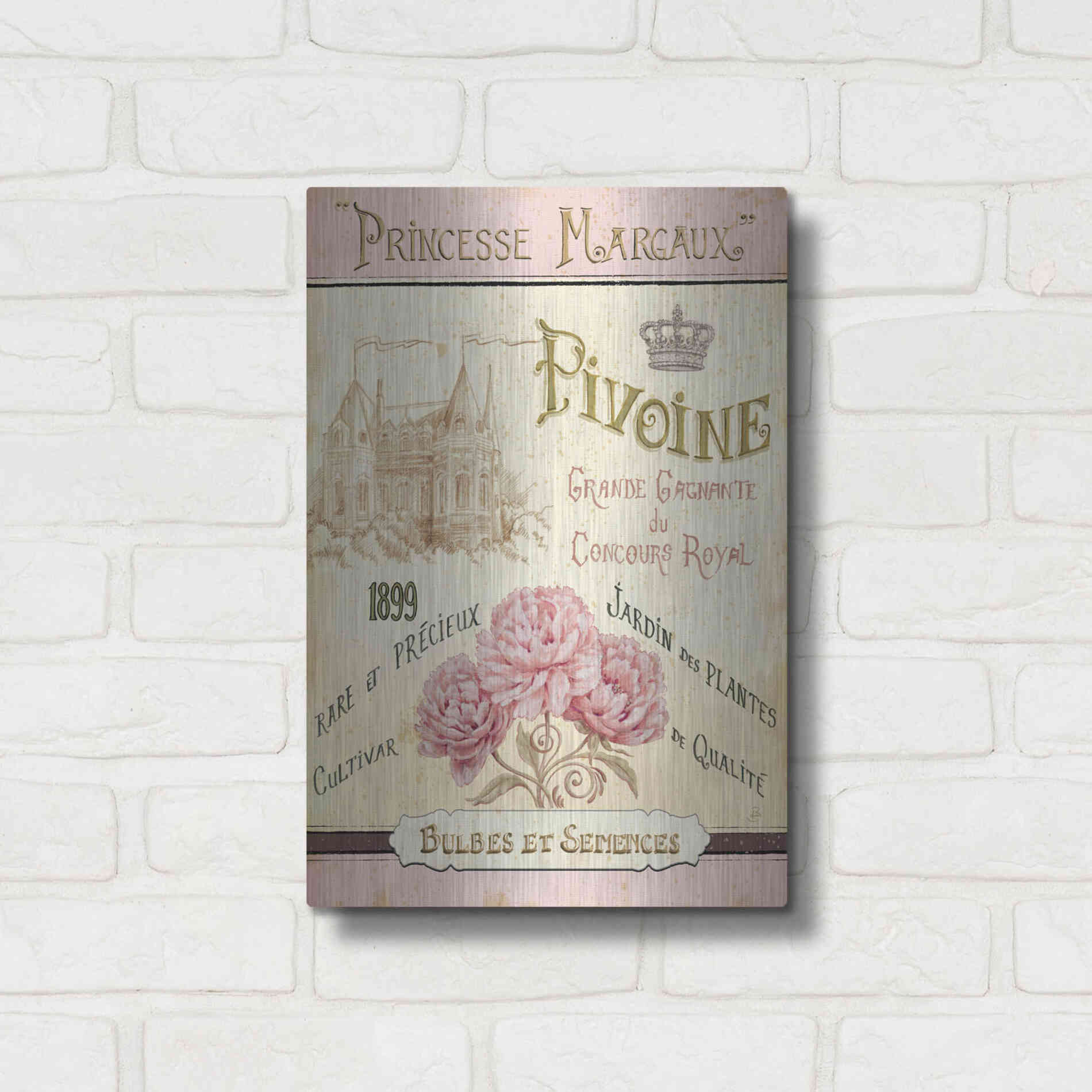 Luxe Metal Art 'French Seed Packet III' by Daphne Brissonet, Metal Wall Art,12x16