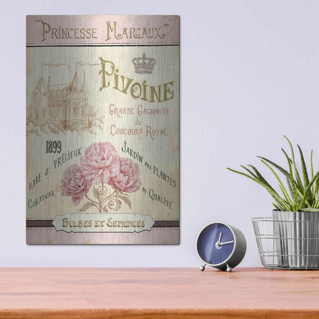 Luxe Metal Art 'French Seed Packet III' by Daphne Brissonet, Metal Wall Art,12x16