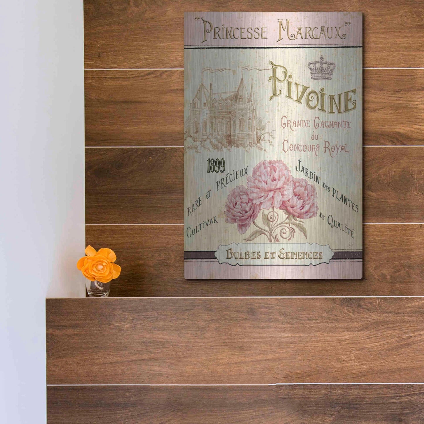 Luxe Metal Art 'French Seed Packet III' by Daphne Brissonet, Metal Wall Art,12x16