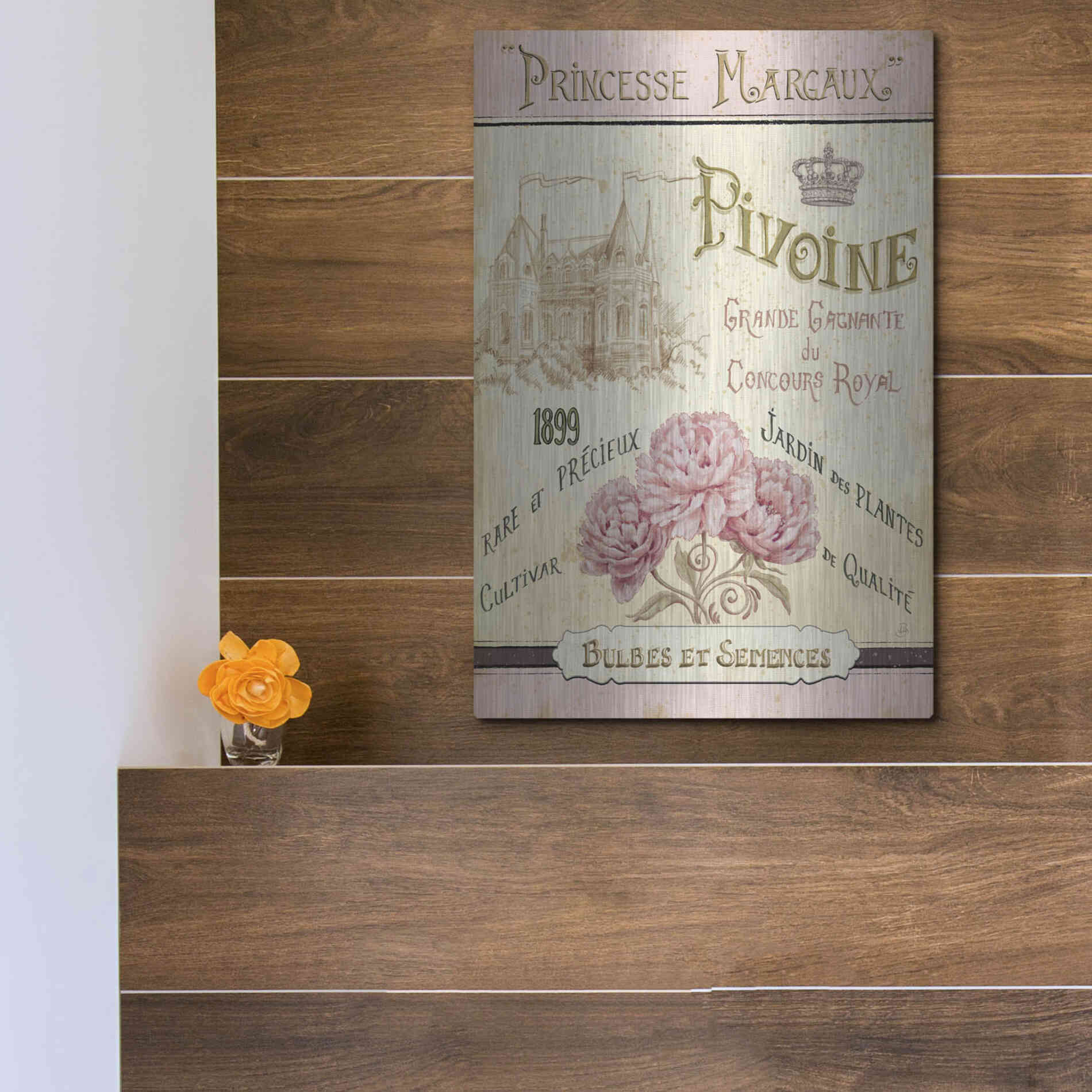 Luxe Metal Art 'French Seed Packet III' by Daphne Brissonet, Metal Wall Art,12x16