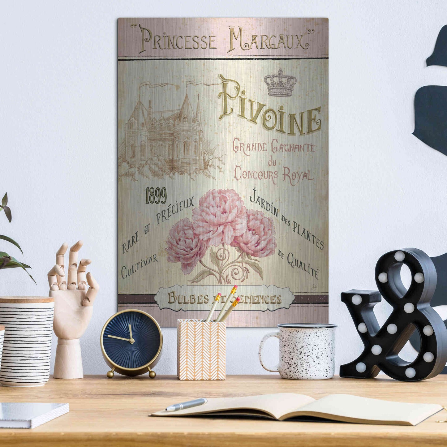 Luxe Metal Art 'French Seed Packet III' by Daphne Brissonet, Metal Wall Art,12x16