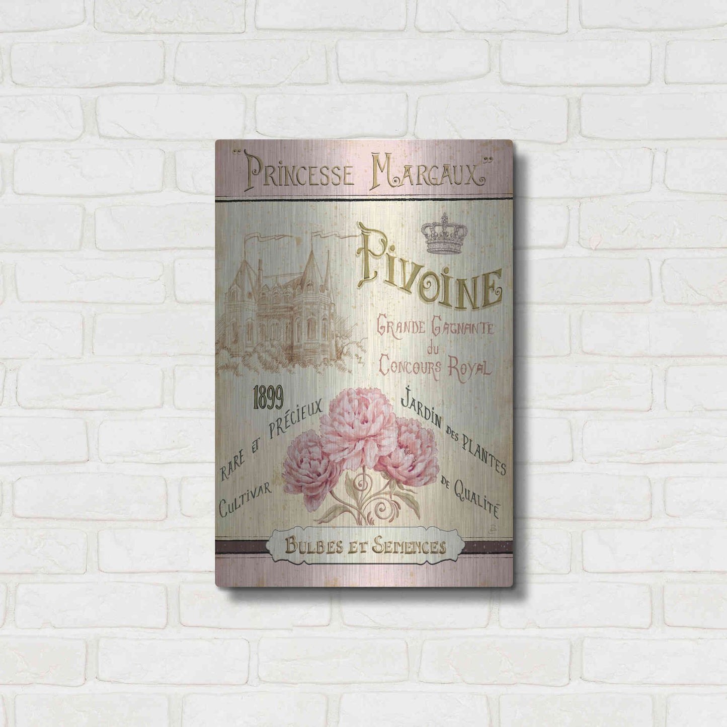 Luxe Metal Art 'French Seed Packet III' by Daphne Brissonet, Metal Wall Art,16x24