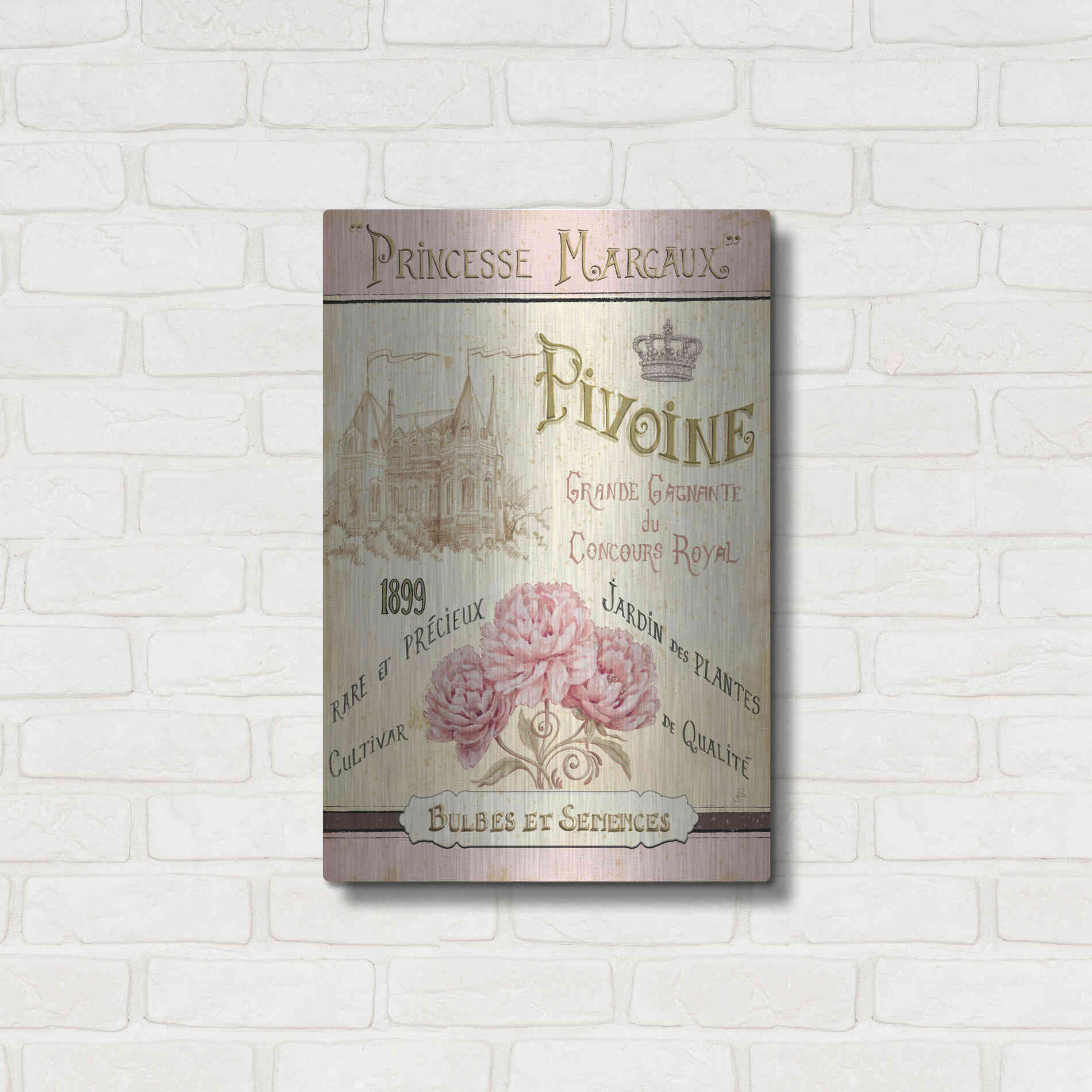 Luxe Metal Art 'French Seed Packet III' by Daphne Brissonet, Metal Wall Art,16x24