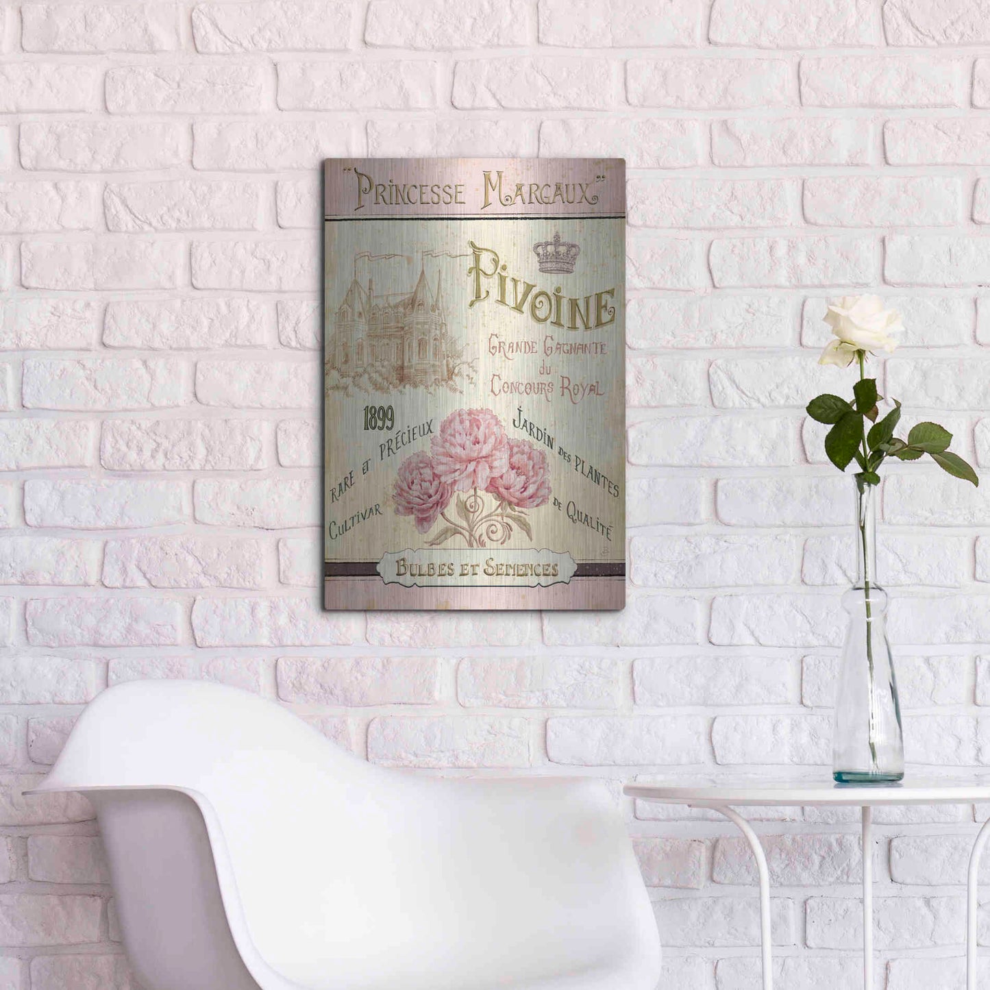 Luxe Metal Art 'French Seed Packet III' by Daphne Brissonet, Metal Wall Art,16x24