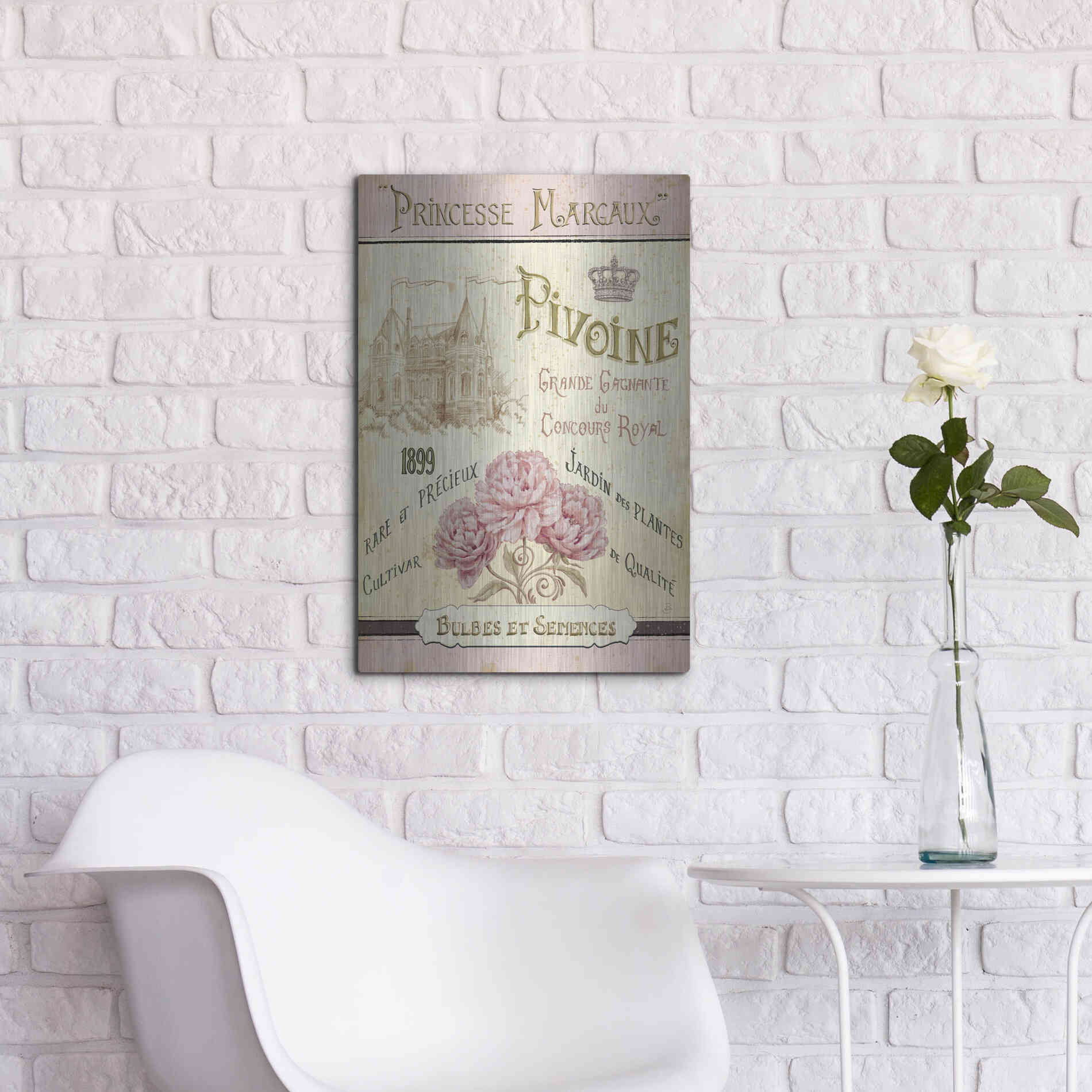 Luxe Metal Art 'French Seed Packet III' by Daphne Brissonet, Metal Wall Art,16x24