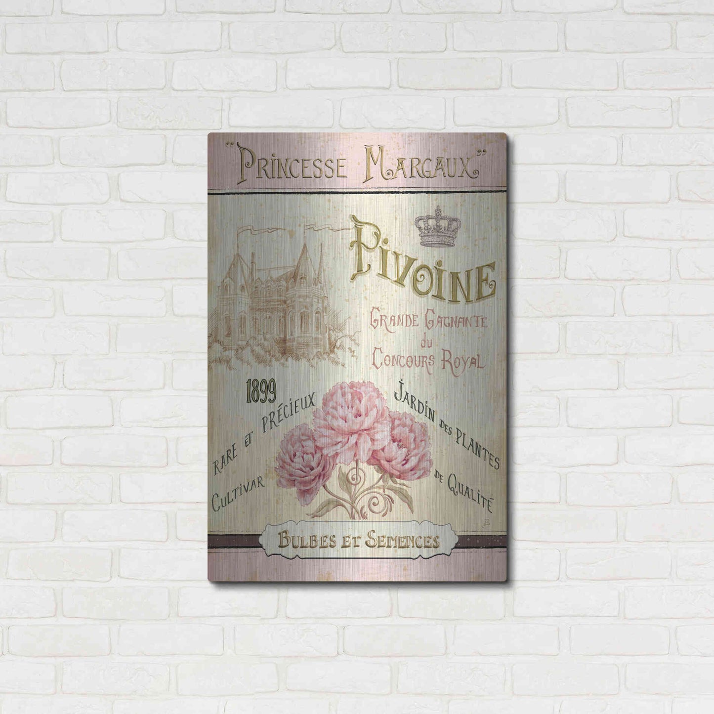 Luxe Metal Art 'French Seed Packet III' by Daphne Brissonet, Metal Wall Art,24x36