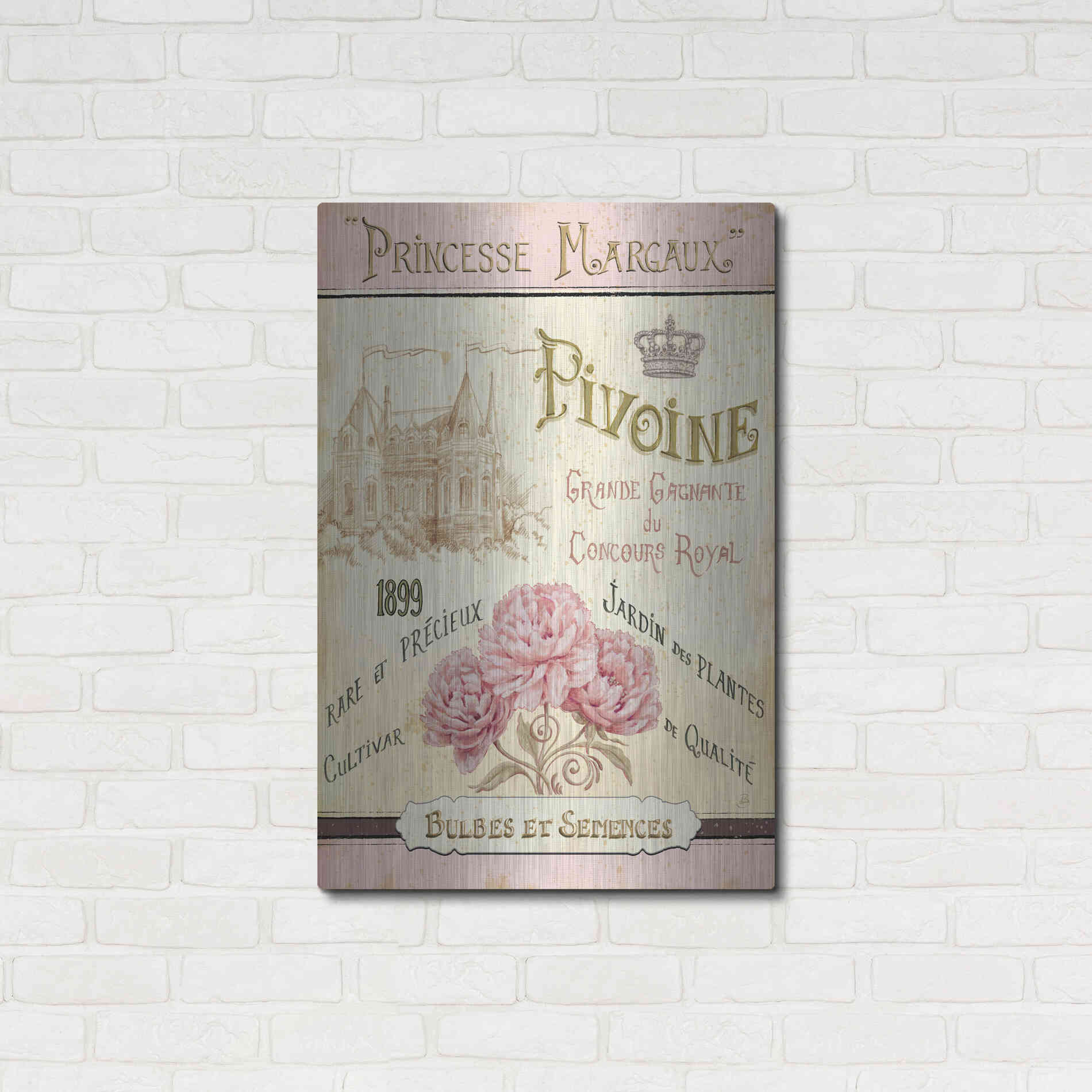 Luxe Metal Art 'French Seed Packet III' by Daphne Brissonet, Metal Wall Art,24x36