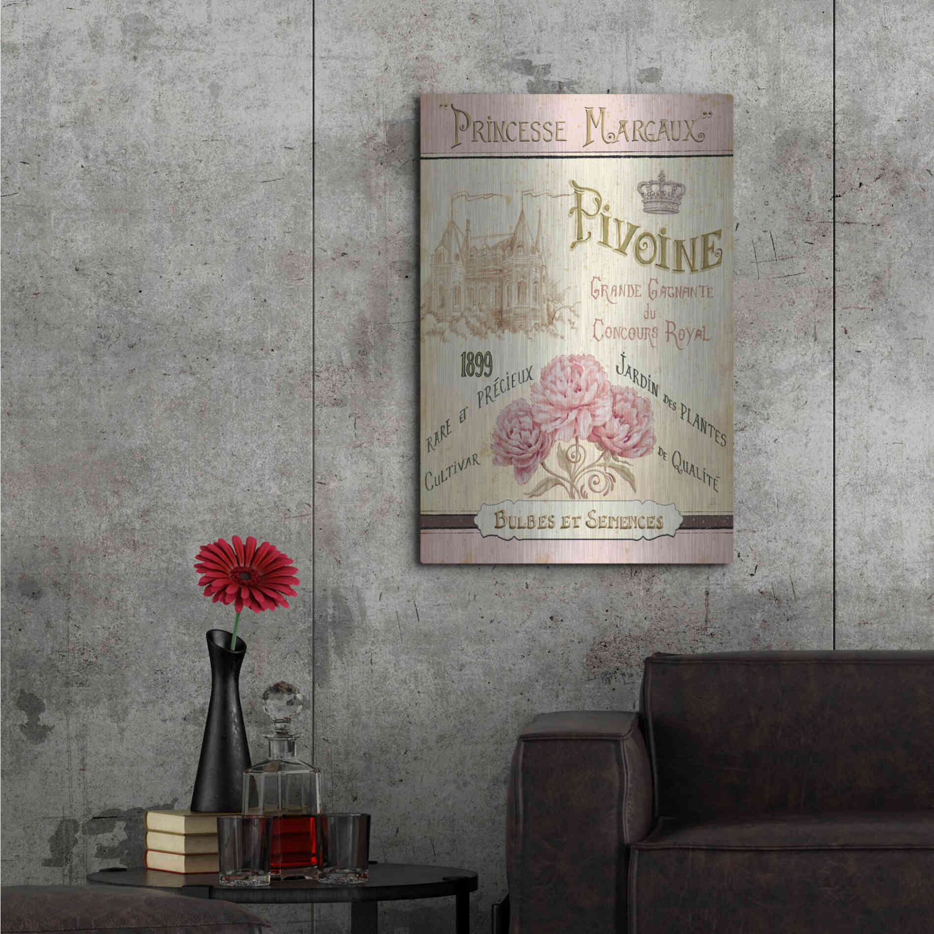 Luxe Metal Art 'French Seed Packet III' by Daphne Brissonet, Metal Wall Art,24x36