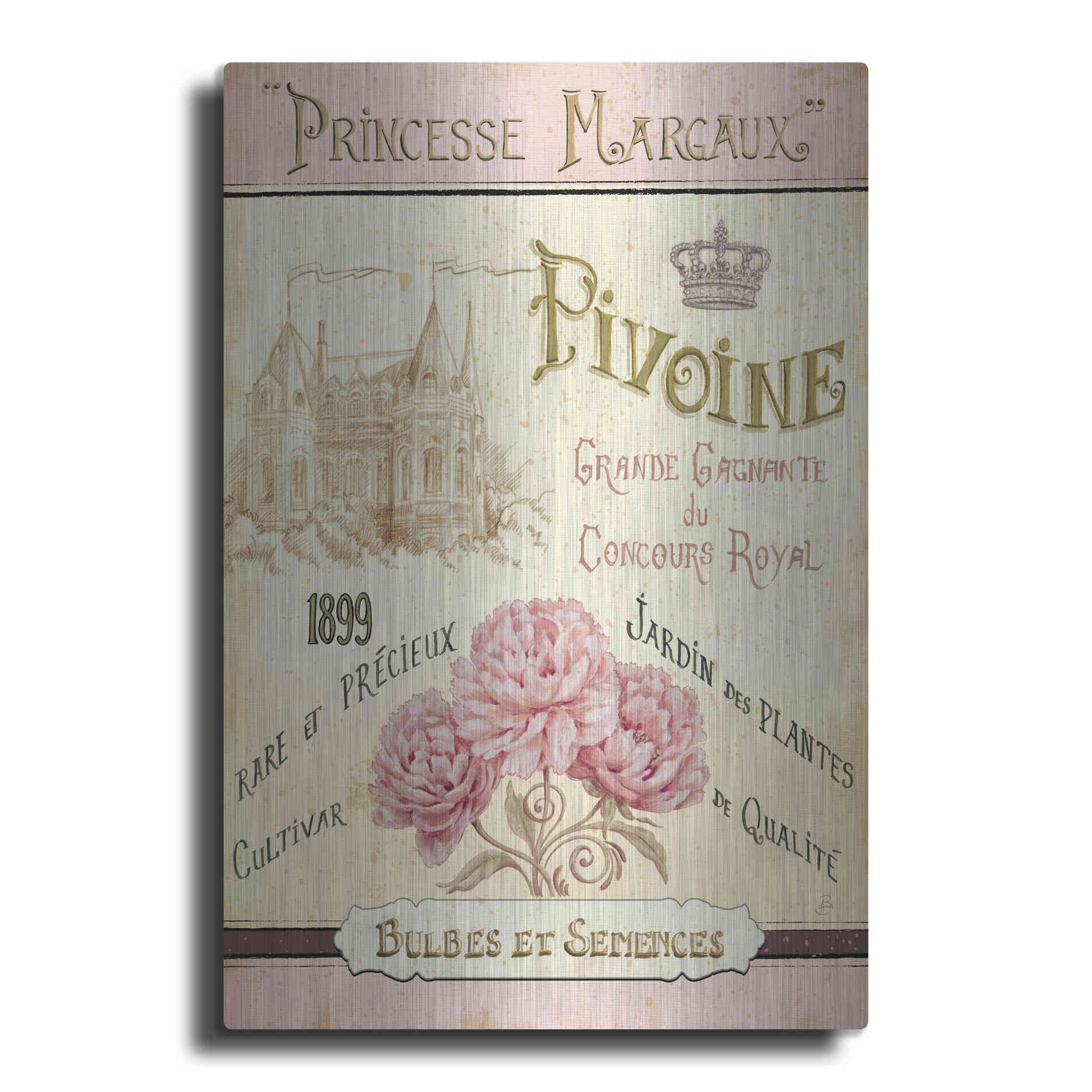 Luxe Metal Art 'French Seed Packet III' by Daphne Brissonet, Metal Wall Art