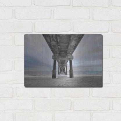 Luxe Metal Art 'Beneath the Outer Banks Beach Pier' by Lori Deiter, Metal Wall Art,16x12