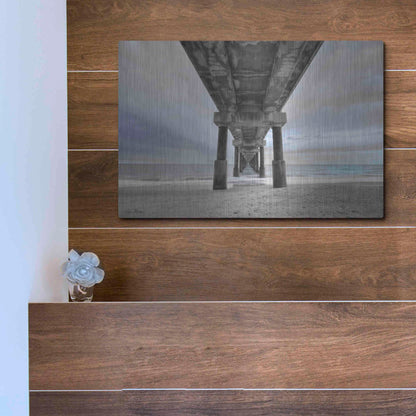 Luxe Metal Art 'Beneath the Outer Banks Beach Pier' by Lori Deiter, Metal Wall Art,16x12