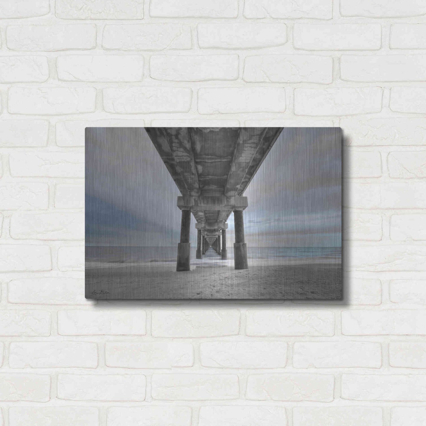 Luxe Metal Art 'Beneath the Outer Banks Beach Pier' by Lori Deiter, Metal Wall Art,24x16