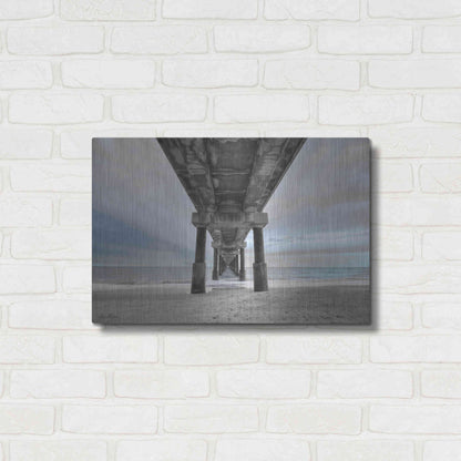 Luxe Metal Art 'Beneath the Outer Banks Beach Pier' by Lori Deiter, Metal Wall Art,24x16